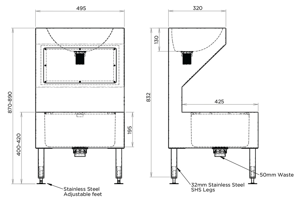 Stainless Steel Janitorial Unit